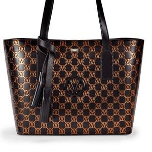 Valentino Black and Brown Logo Tote